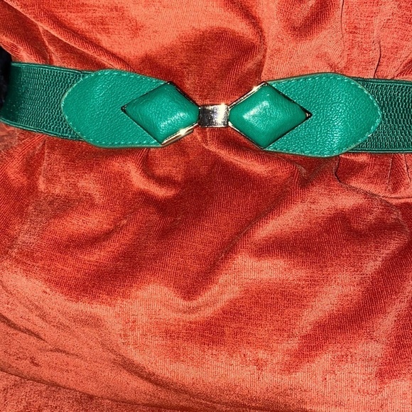 Vintage green elastic bow  belt - Picture 3 of 11